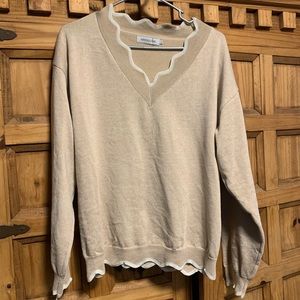 V-neck Tan Sweater - Size L